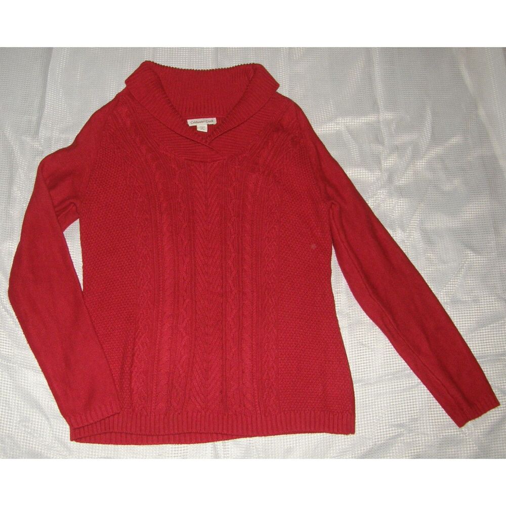 COLDWATER CREEK Red Sz Medium (10-12) Casual Wear Cable Knit Pullover Sweater